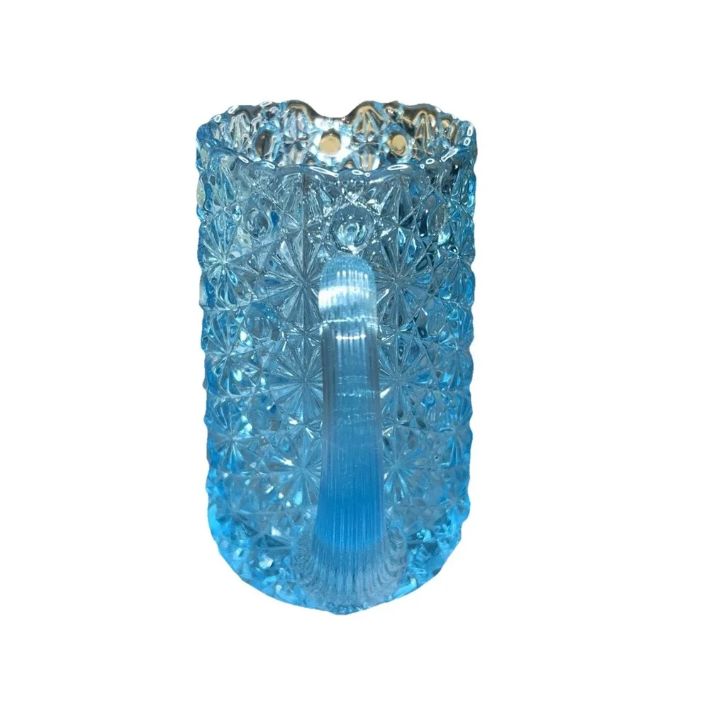 Fenton Electric Blue Daisy & Button Glass Creamer Pitcher 5